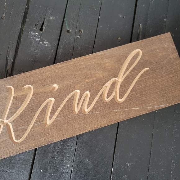 Be Kind Brown Wood Sign Plaque Hanging Wall Decor Shelf Sitter Long Horizontal - Picture 3 of 5